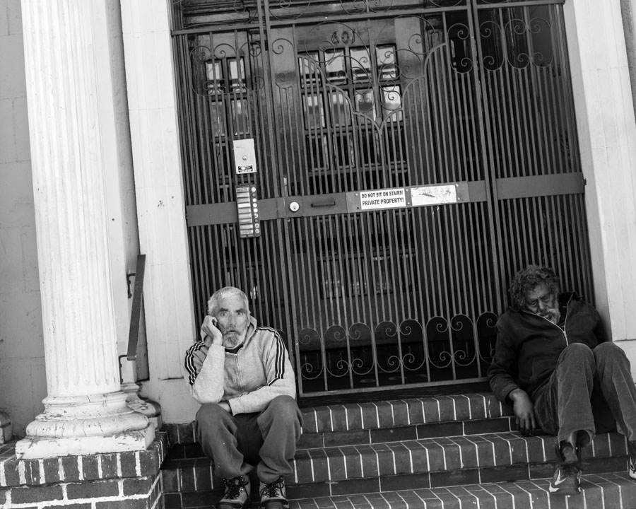 Homeless on stoop